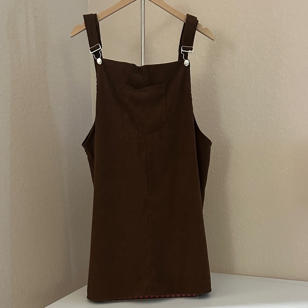 Brown Corduroy Overall Pinafore Dress with Adjustable Straps